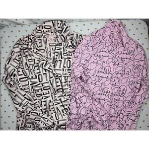 Victorias Secret LOT of 2 Long Sleeve Sleep Shirts Button Down Satin MEDIUM